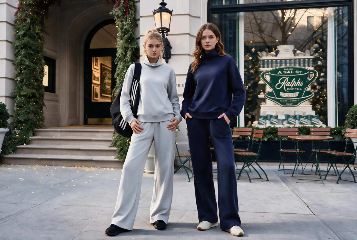 Mock Neck Sweatsuits Lounge Outfit