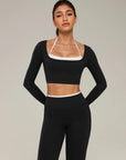 Halter Layered Two Piece Workout Set-SUUKSESS-Black-XS-SUUKSESS