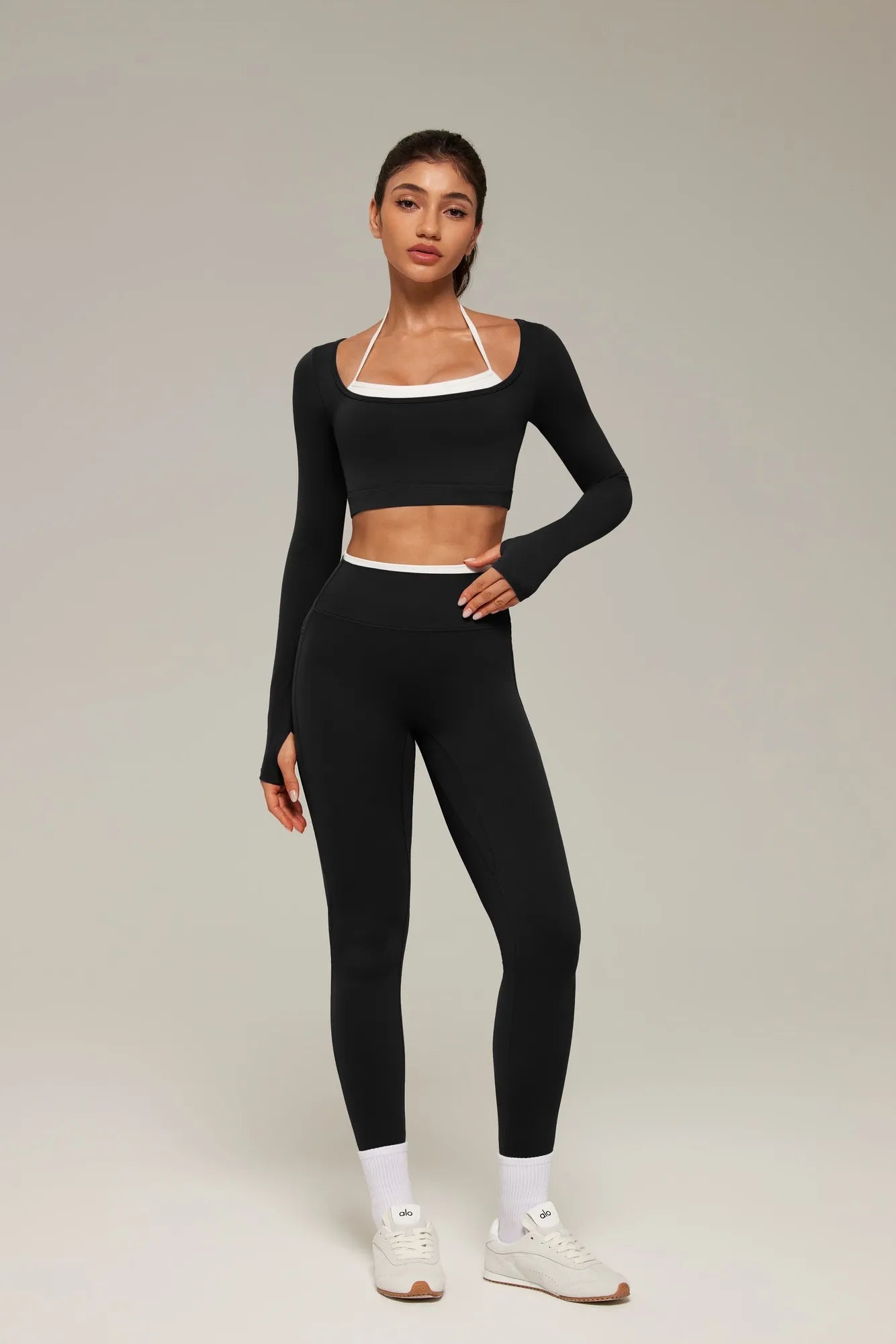 Halter Layered Two Piece Workout Set-SUUKSESS-SUUKSESS