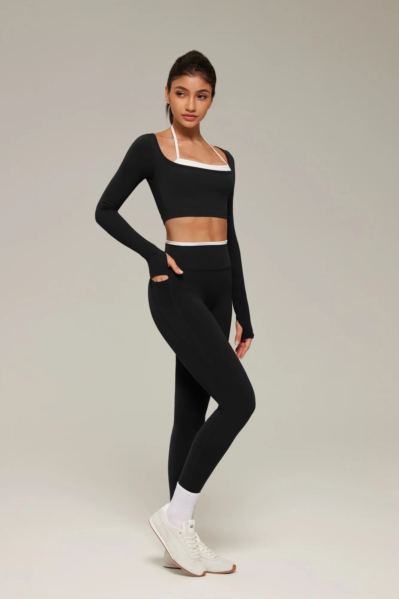 Halter Layered Two Piece Workout Set-SUUKSESS-SUUKSESS