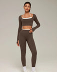 Halter Layered Two Piece Workout Set-SUUKSESS-Brown-XS-SUUKSESS