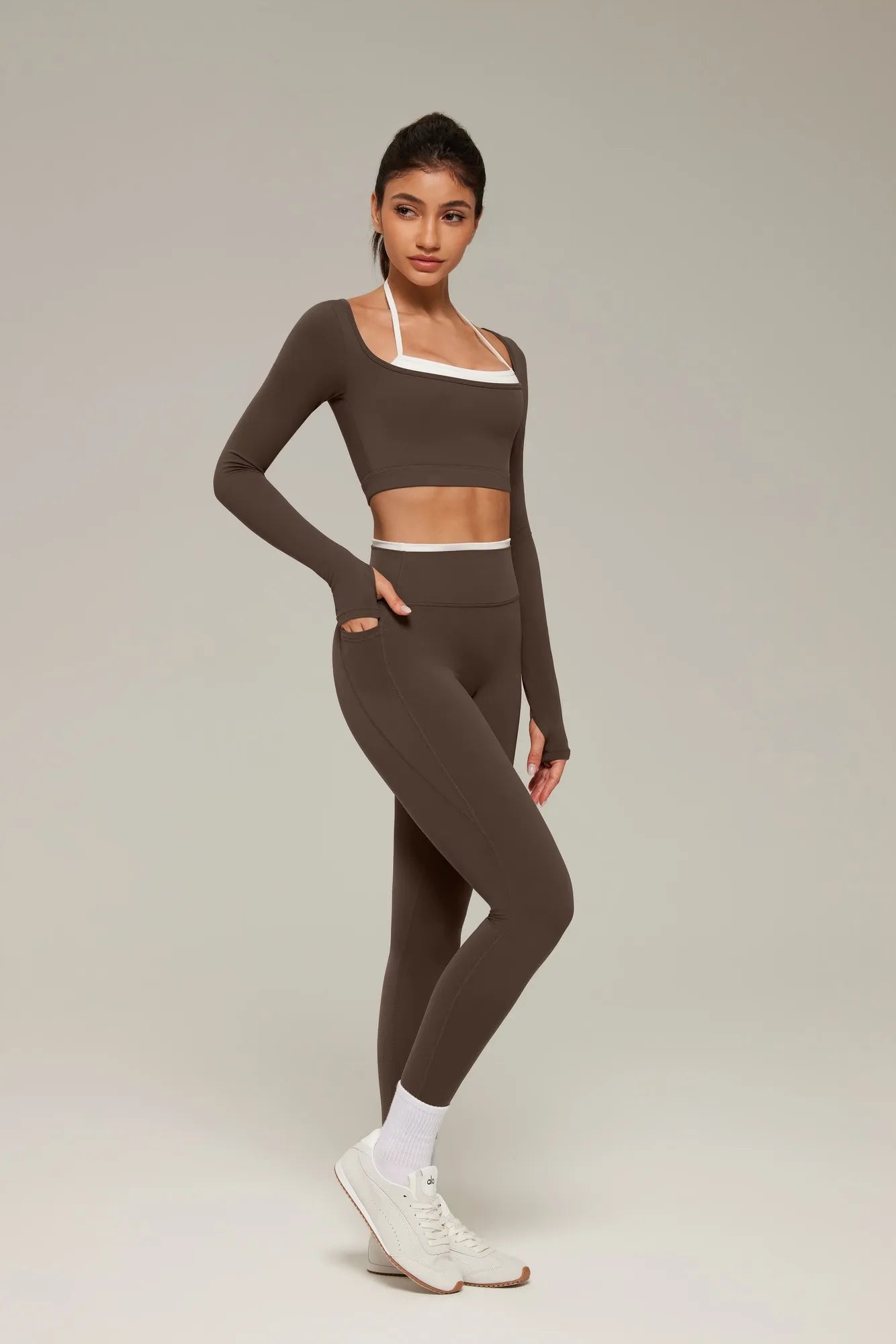 Halter Layered Two Piece Workout Set-SUUKSESS-SUUKSESS