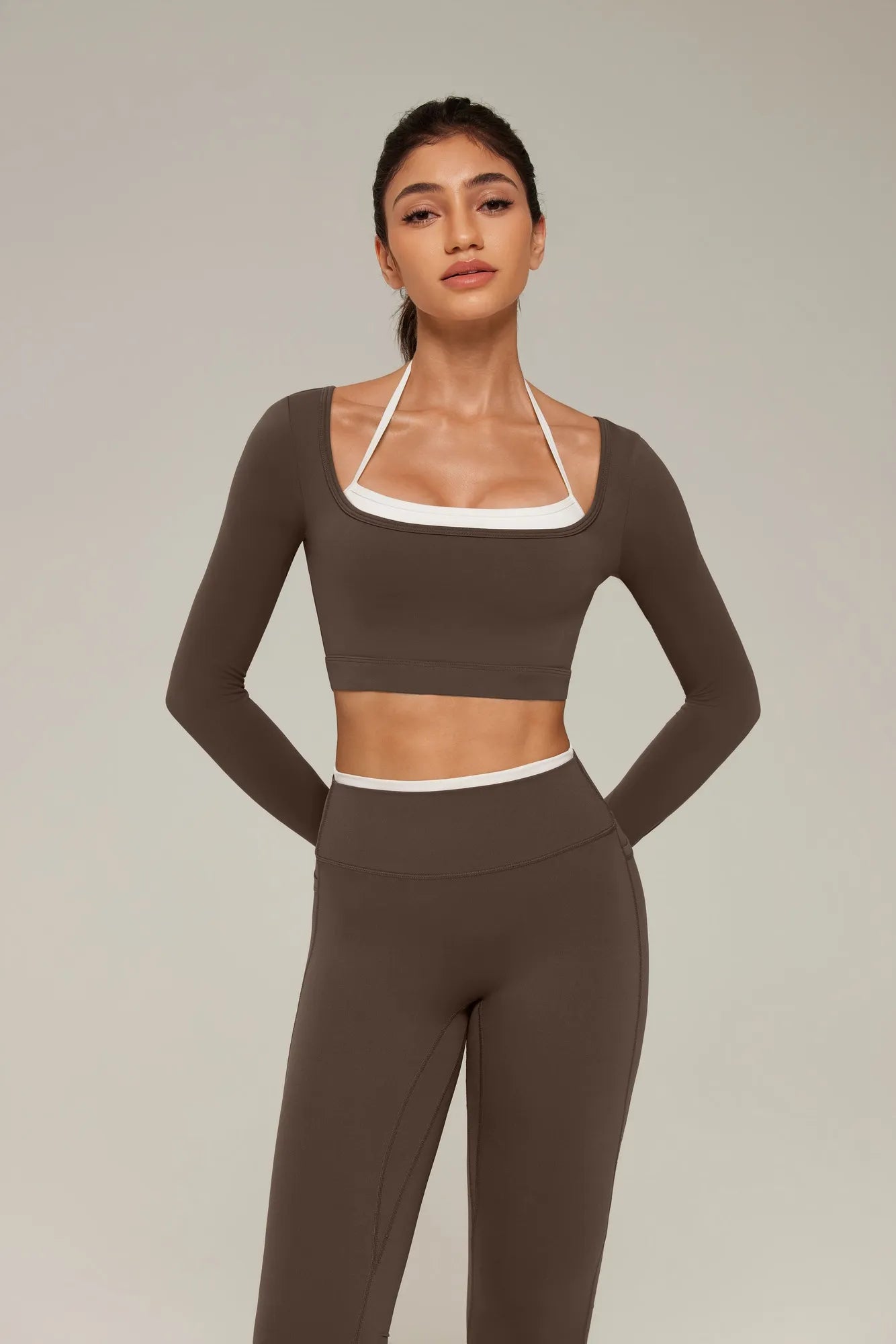 Halter Layered Two Piece Workout Set-SUUKSESS-SUUKSESS