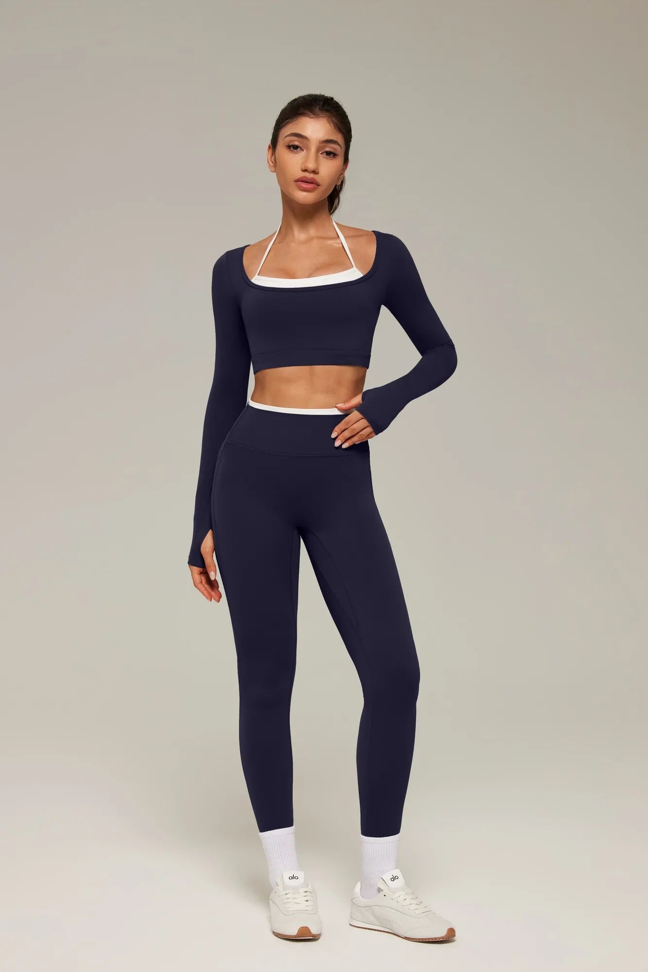 Halter Layered Two Piece Workout Set-SUUKSESS-SUUKSESS