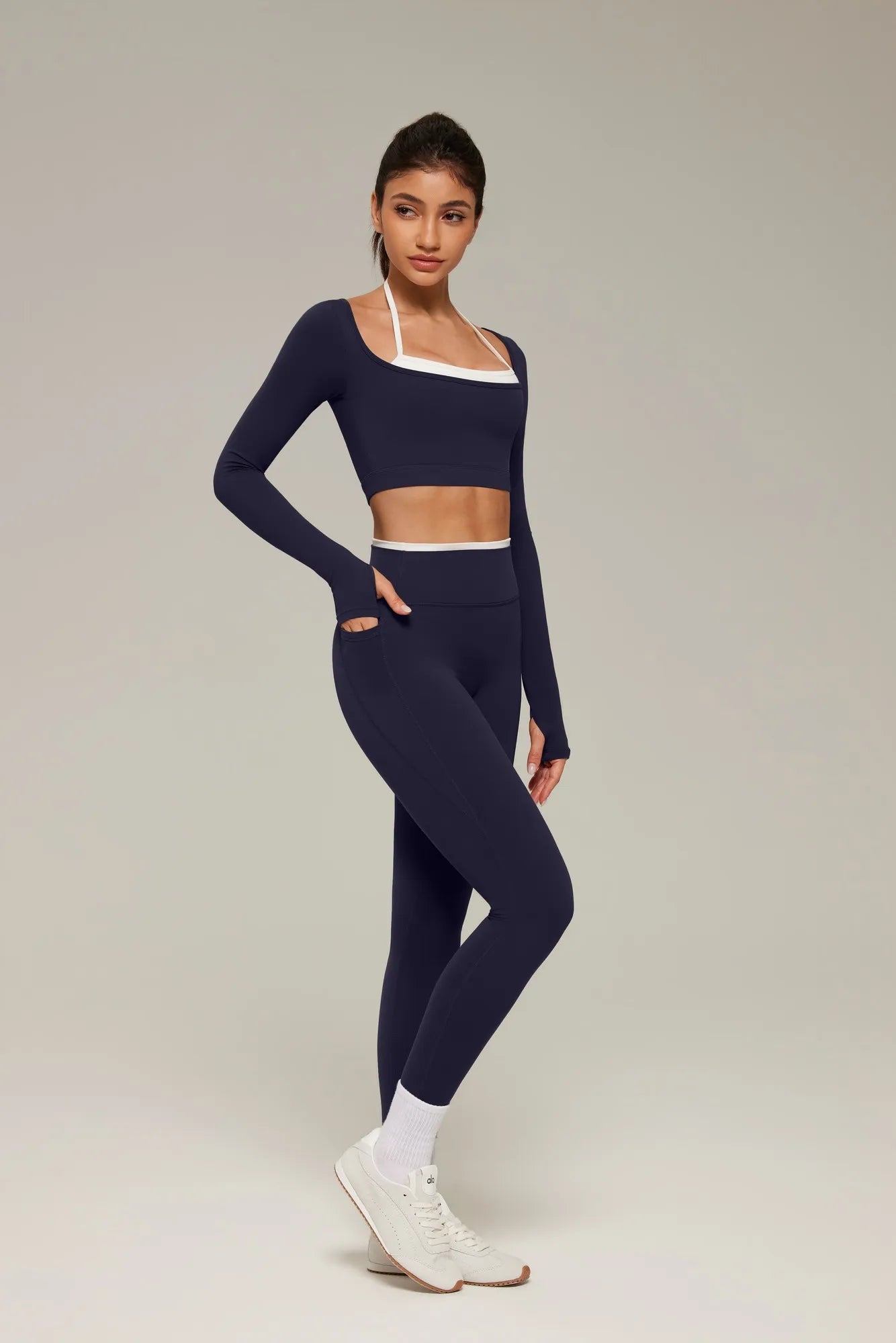 Halter Layered Two Piece Workout Set-SUUKSESS-SUUKSESS