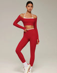 Halter Layered Two Piece Workout Set-SUUKSESS-Red-XS-SUUKSESS