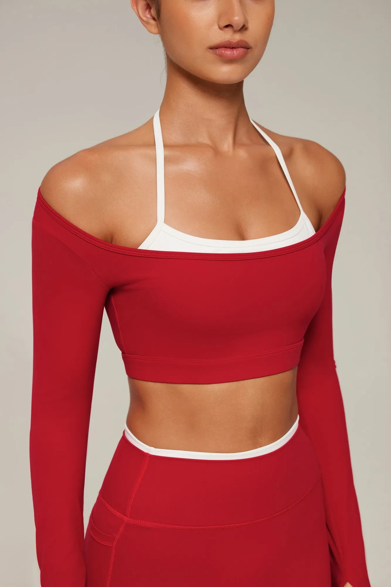 Halter Layered Two Piece Workout Set-SUUKSESS-SUUKSESS