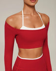 Halter Layered Two Piece Workout Set-SUUKSESS-SUUKSESS