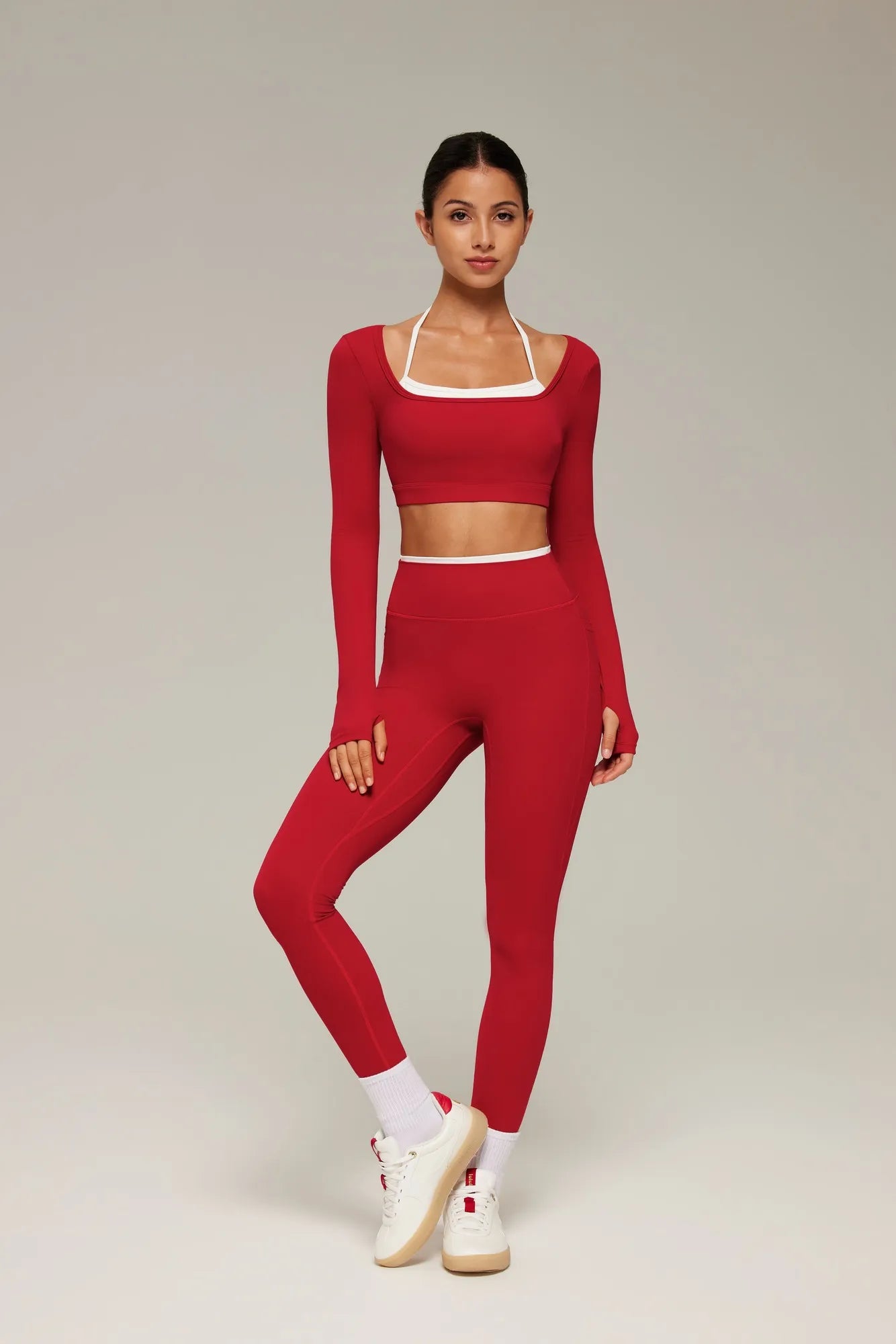Halter Layered Two Piece Workout Set-SUUKSESS-SUUKSESS