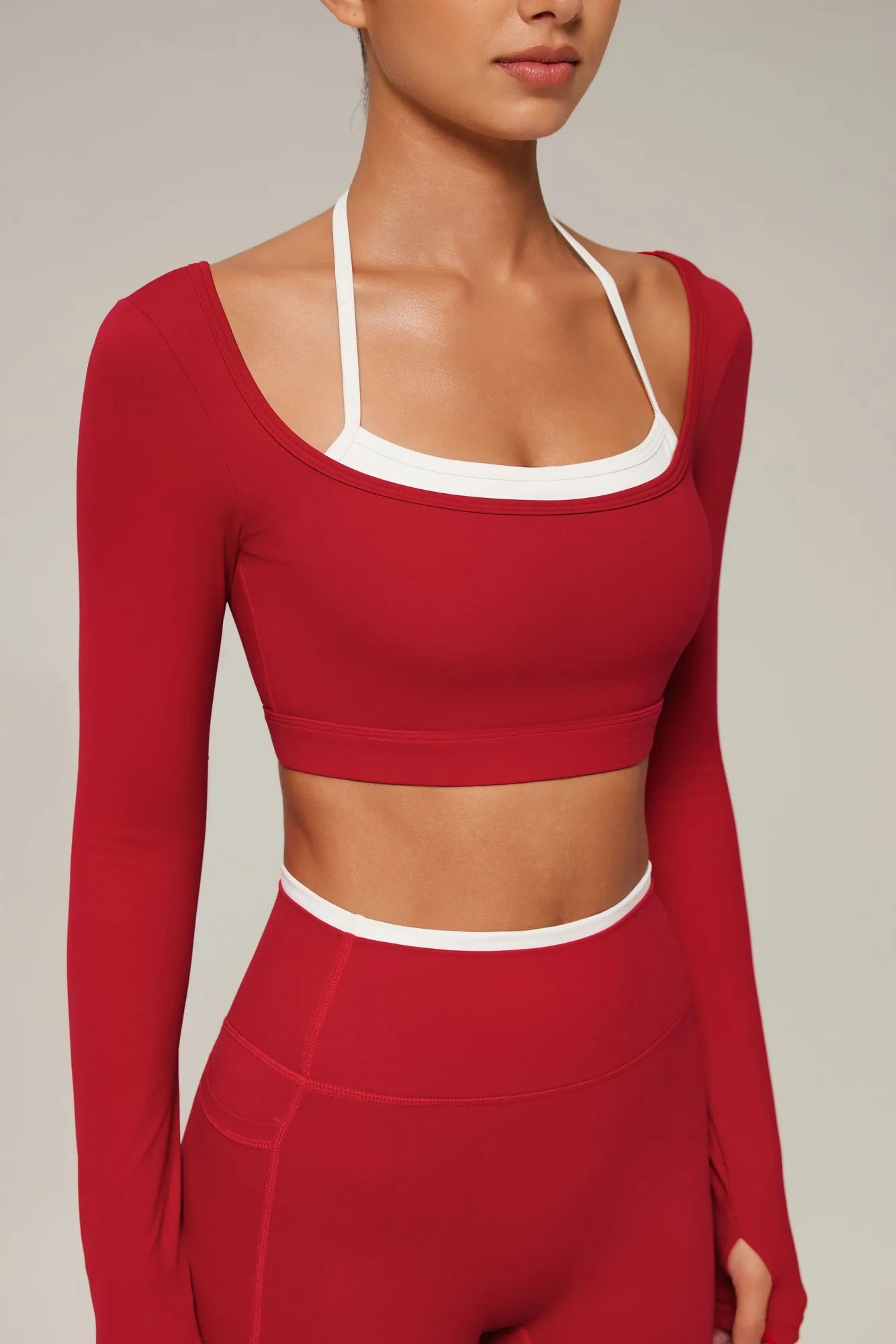 Halter Layered Two Piece Workout Set-SUUKSESS-SUUKSESS