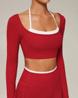 Halter Layered Two Piece Workout Set-SUUKSESS-SUUKSESS