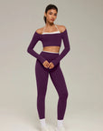 Halter Layered Two Piece Workout Set-SUUKSESS-Violet-XS-SUUKSESS