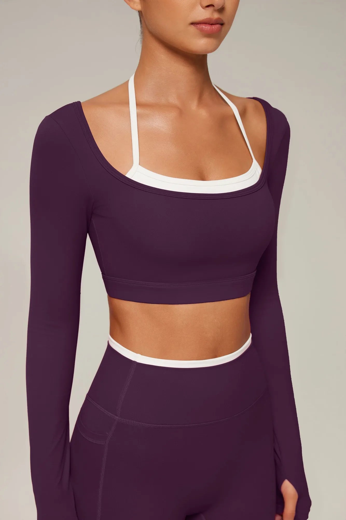 Halter Layered Two Piece Workout Set-SUUKSESS-SUUKSESS