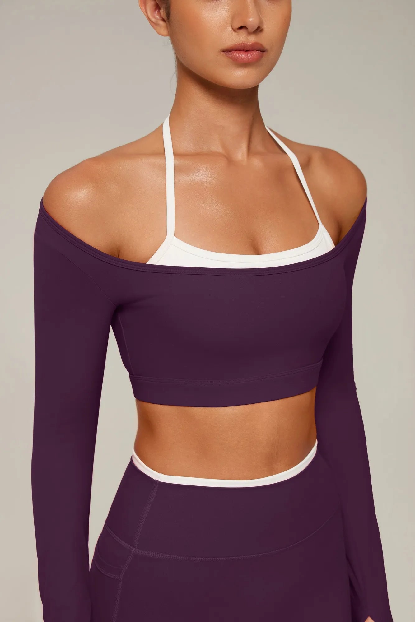 Halter Layered Two Piece Workout Set-SUUKSESS-SUUKSESS