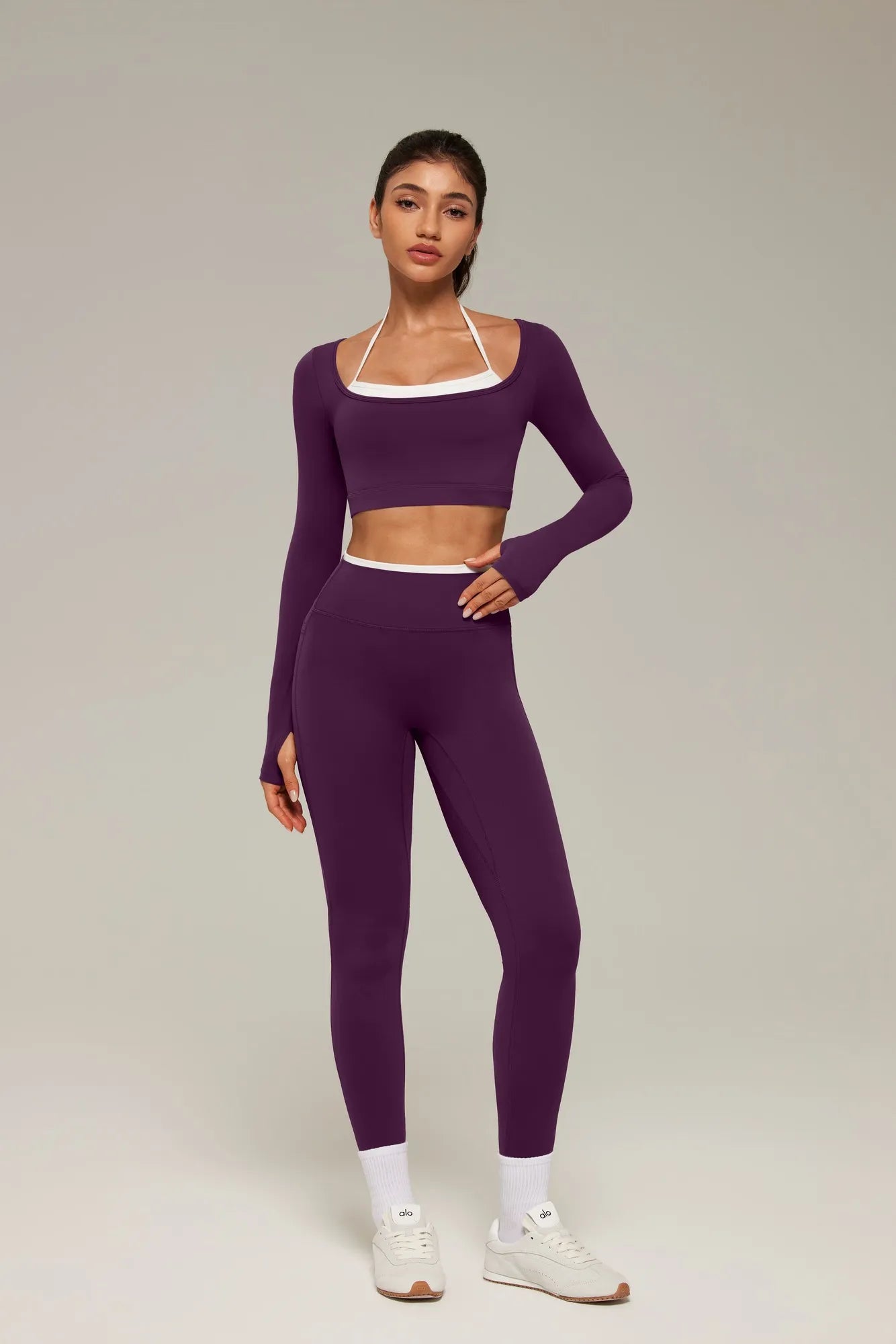 Halter Layered Two Piece Workout Set-SUUKSESS-SUUKSESS