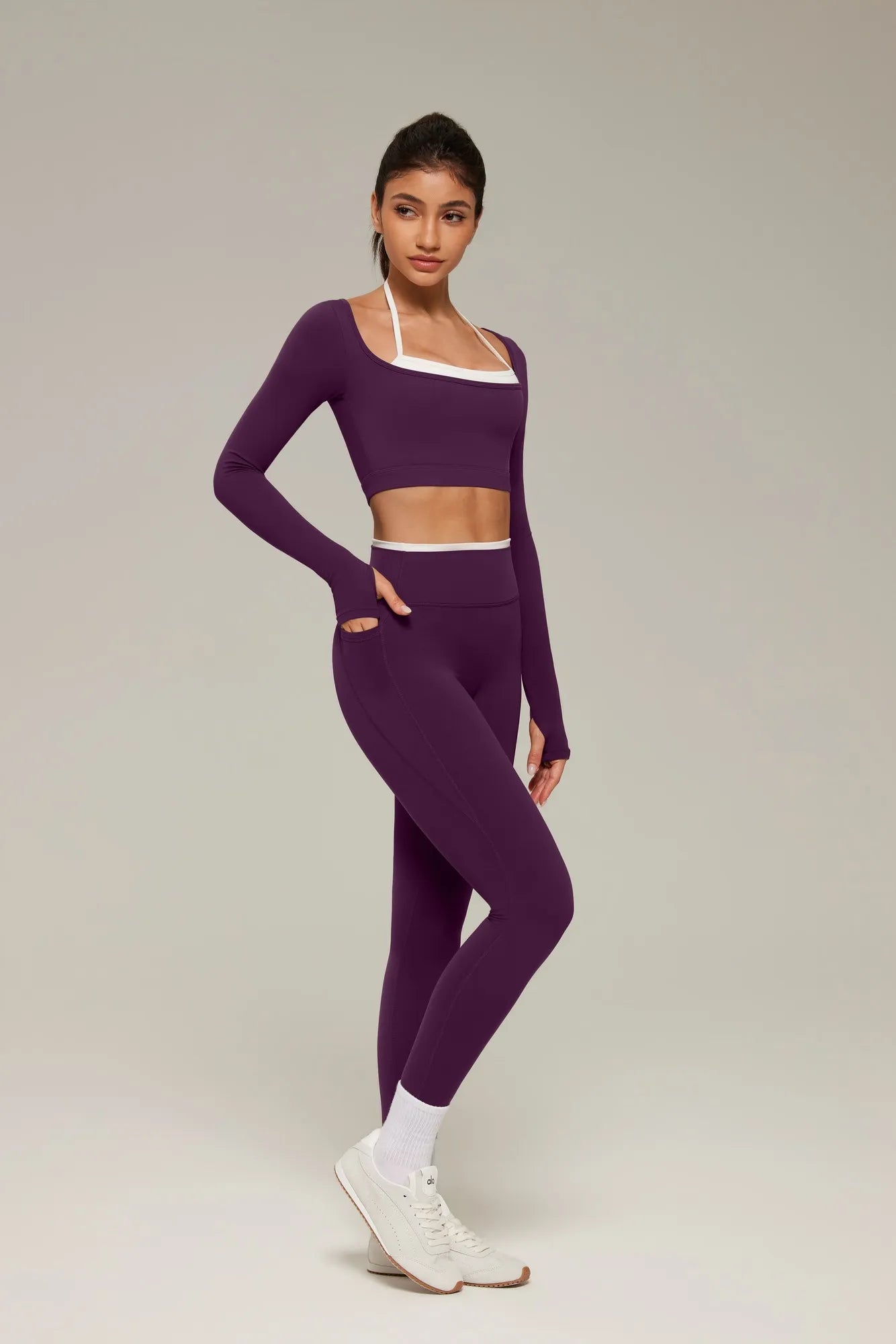 Halter Layered Two Piece Workout Set-SUUKSESS-SUUKSESS