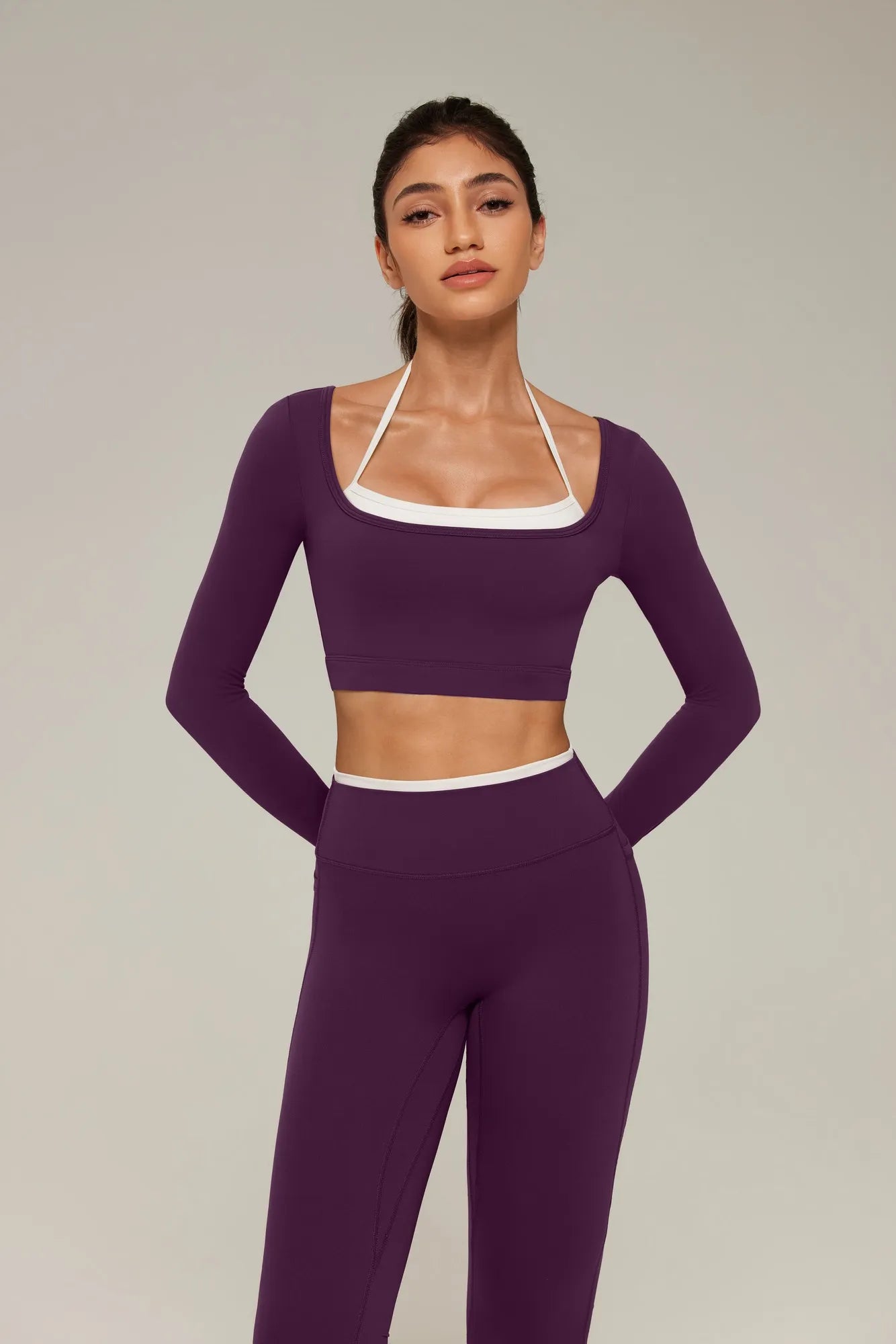 Halter Layered Two Piece Workout Set-SUUKSESS-SUUKSESS