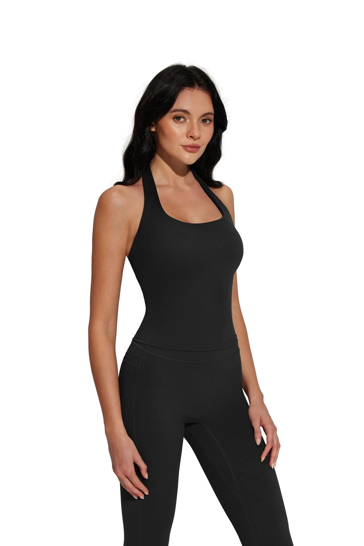 Halter Neck Tops Leggings Workout Set