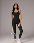 Halter Neck Tops Leggings Workout Set