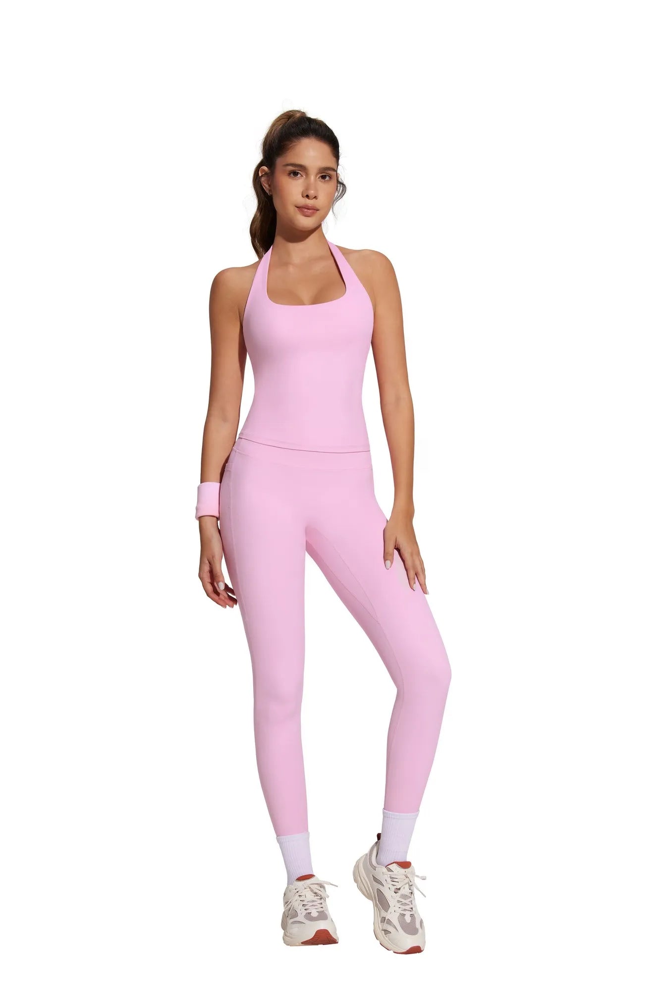 Halter Neck Tops Leggings Workout Set