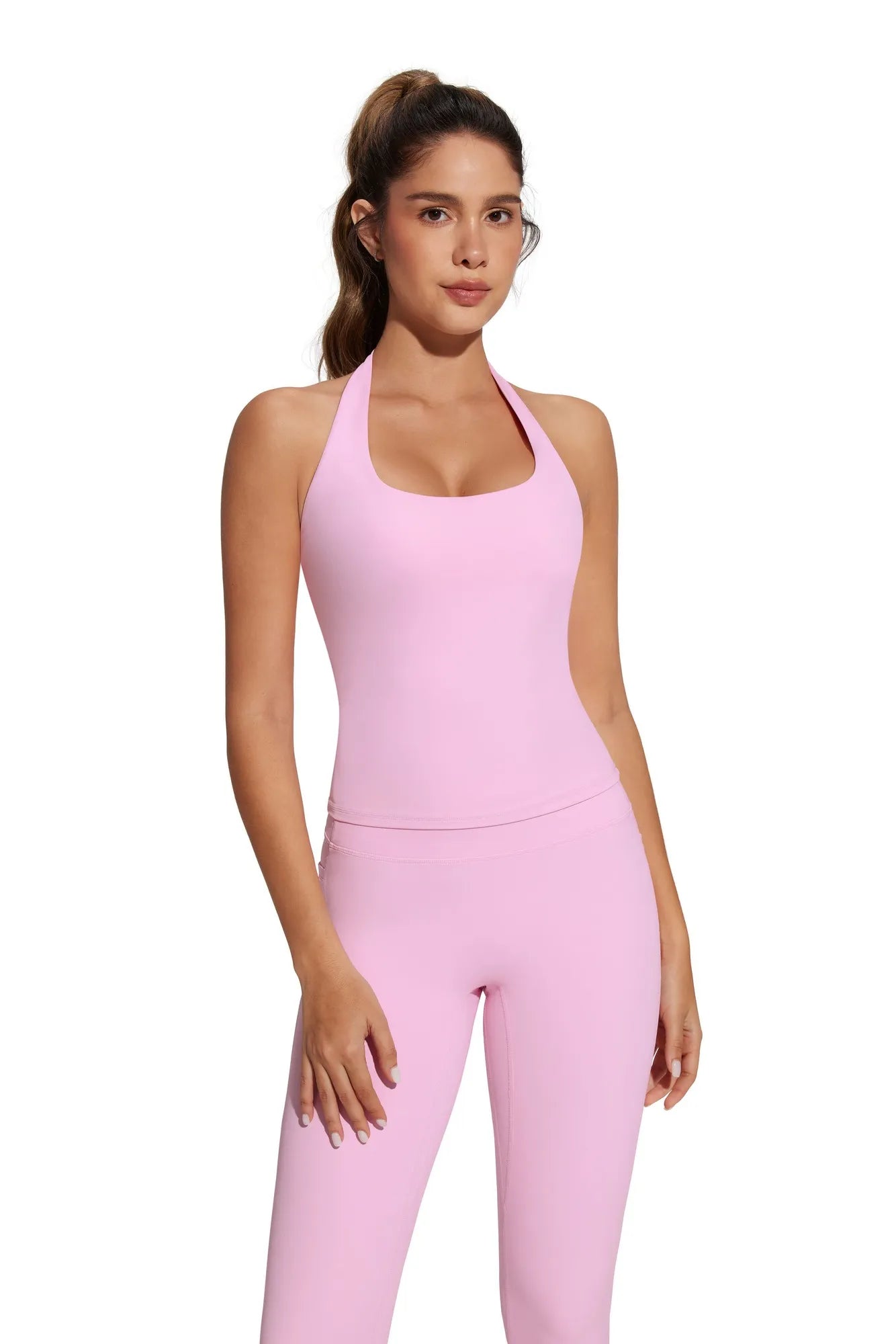 Halter Neck Tops Leggings Workout Set
