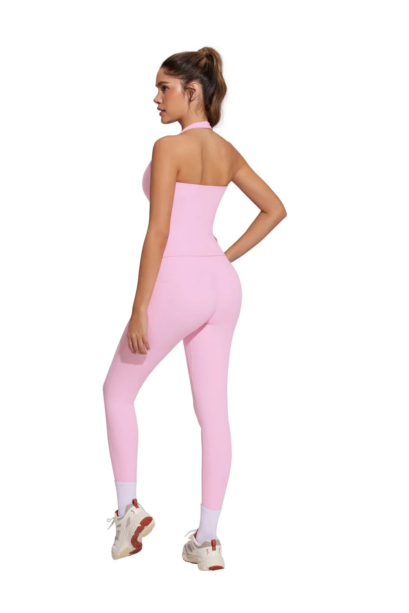 Halter Neck Tops Leggings Workout Set