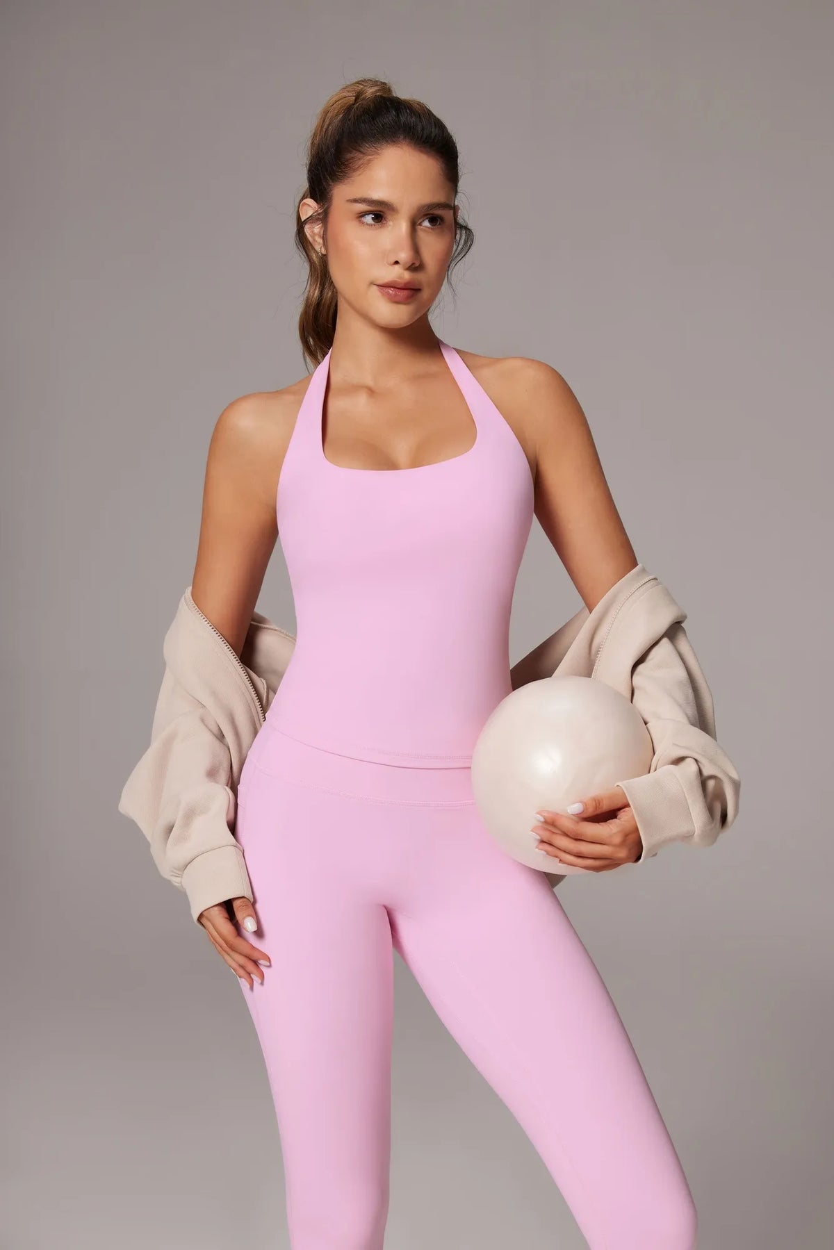 Halter Neck Tops Leggings Workout Set