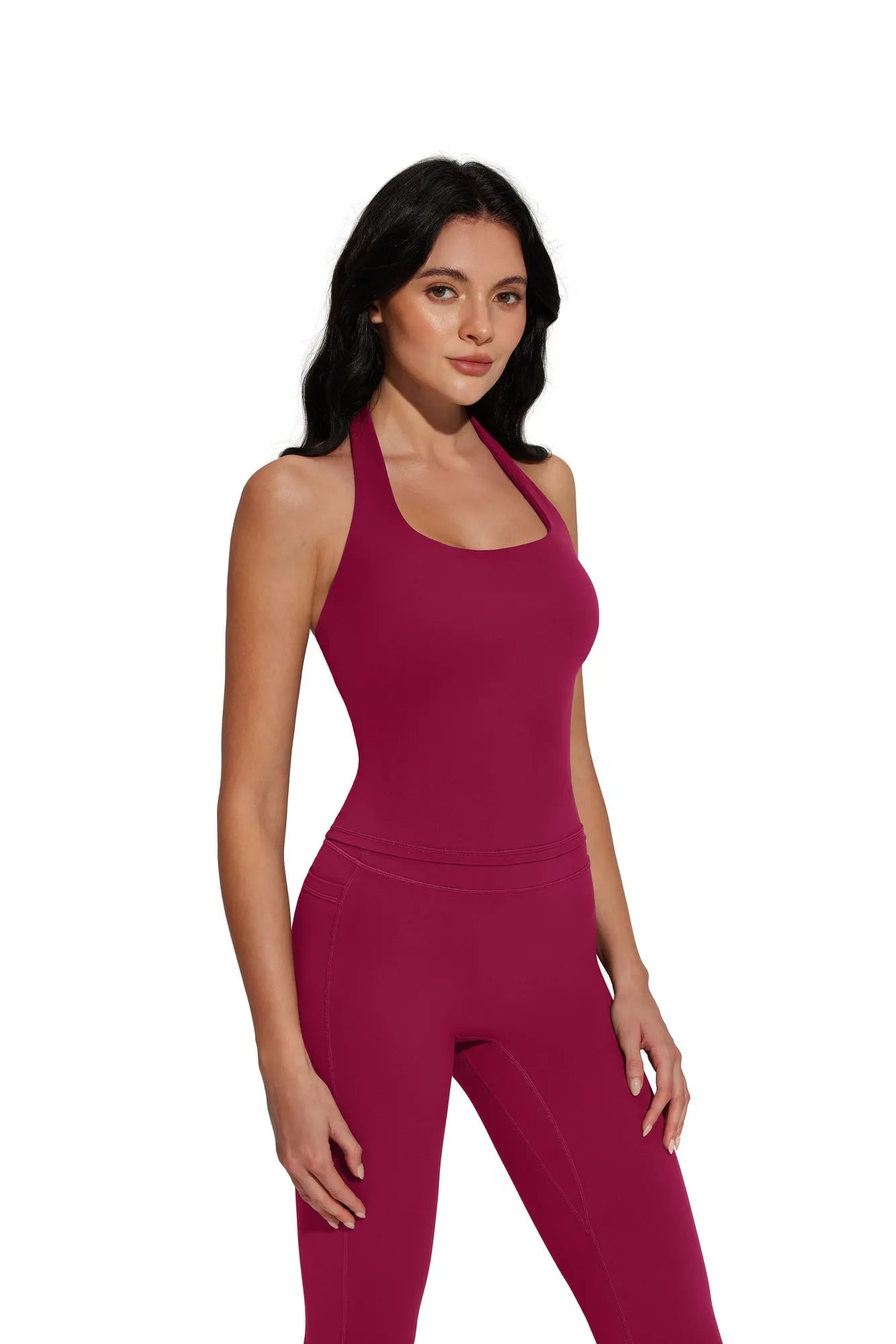 Halter Neck Tops Leggings Workout Set