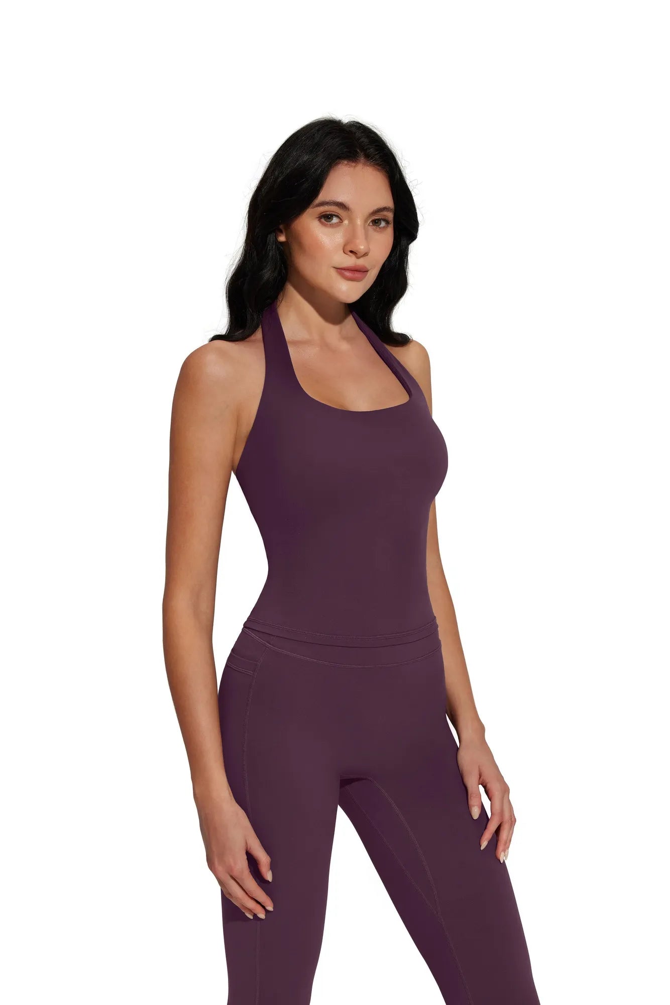 Halter Neck Tops Leggings Workout Set