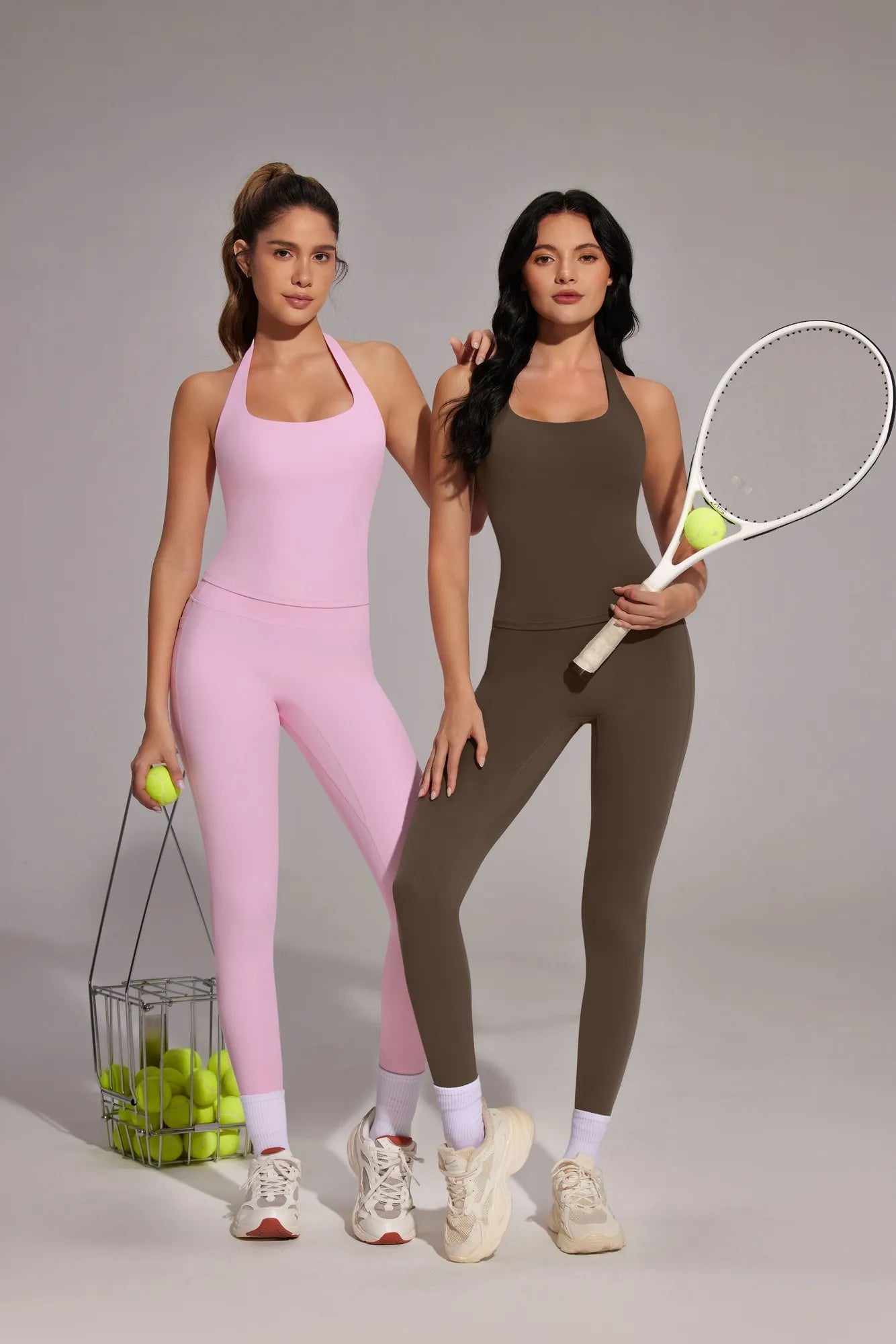 Halter Neck Tops Leggings Workout Set