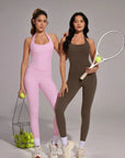 Halter Neck Tops Leggings Workout Set