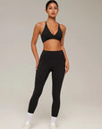 V Neck Bra 2 Piece Workout Set-SUUKSESS-SUUKSESS