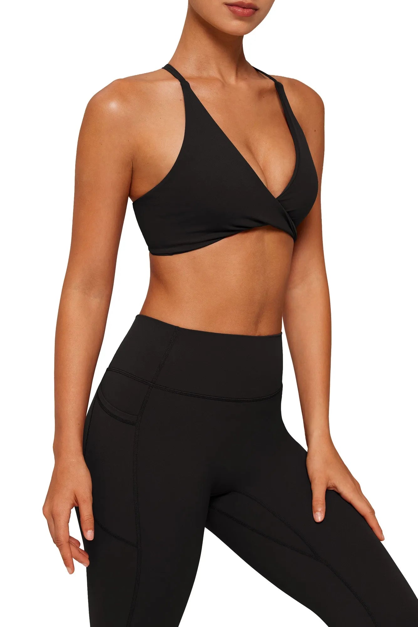 V Neck Bra 2 Piece Workout Set-SUUKSESS-SUUKSESS