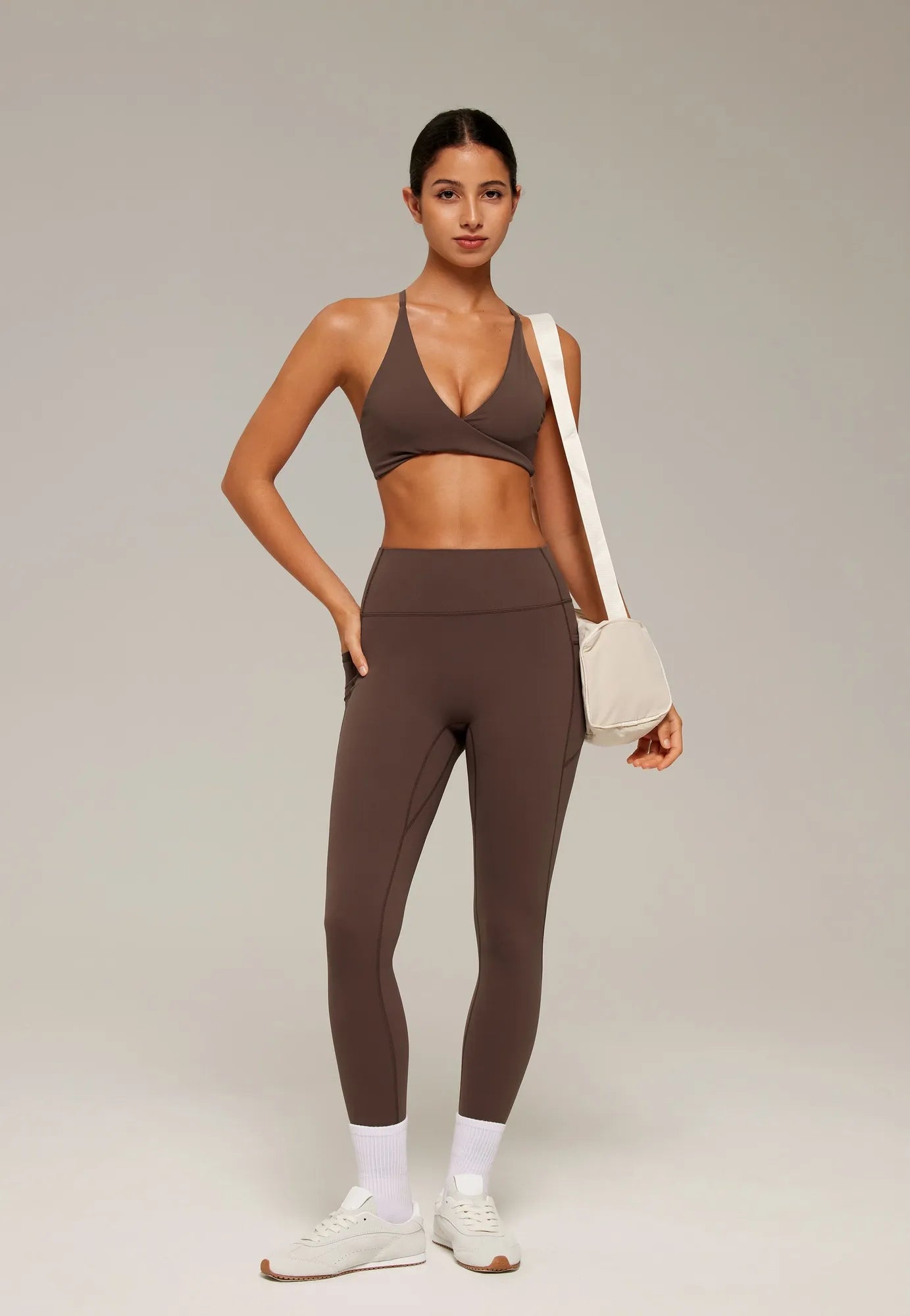 V Neck Bra 2 Piece Workout Set-SUUKSESS-SUUKSESS