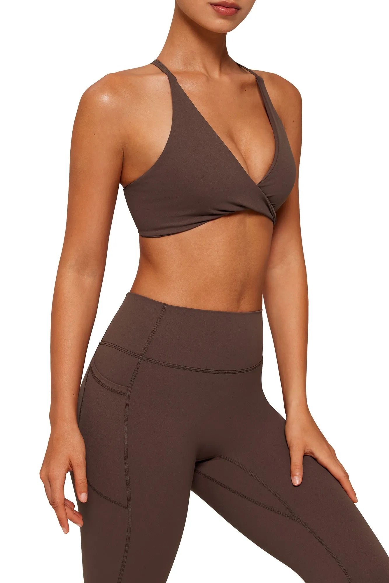 V Neck Bra 2 Piece Workout Set-SUUKSESS-SUUKSESS