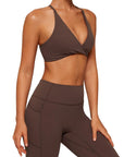 V Neck Bra 2 Piece Workout Set-SUUKSESS-SUUKSESS