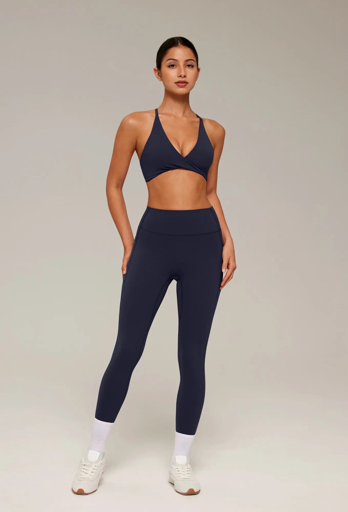 V Neck Bra 2 Piece Workout Set-SUUKSESS-SUUKSESS