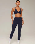 V Neck Bra 2 Piece Workout Set-SUUKSESS-SUUKSESS