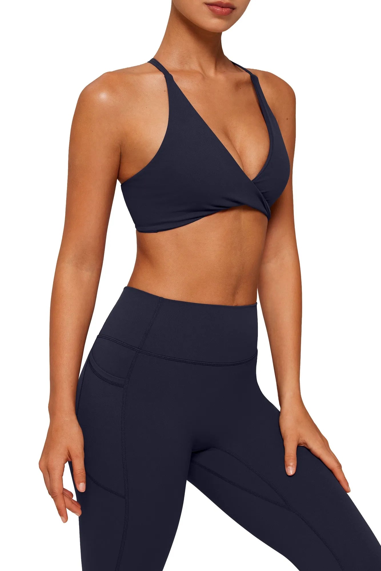 V Neck Bra 2 Piece Workout Set-SUUKSESS-SUUKSESS