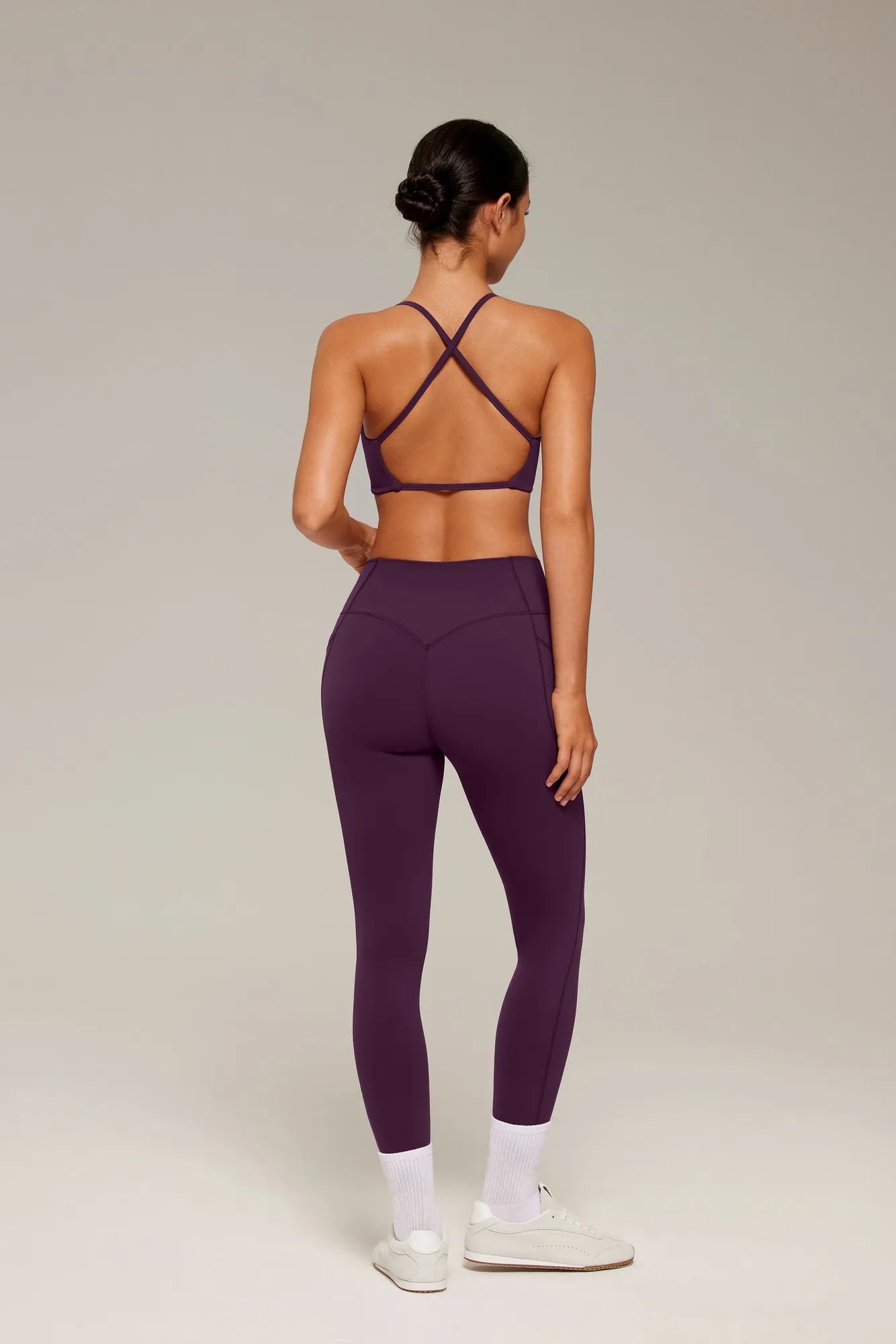 V Neck Bra 2 Piece Workout Set-SUUKSESS-SUUKSESS
