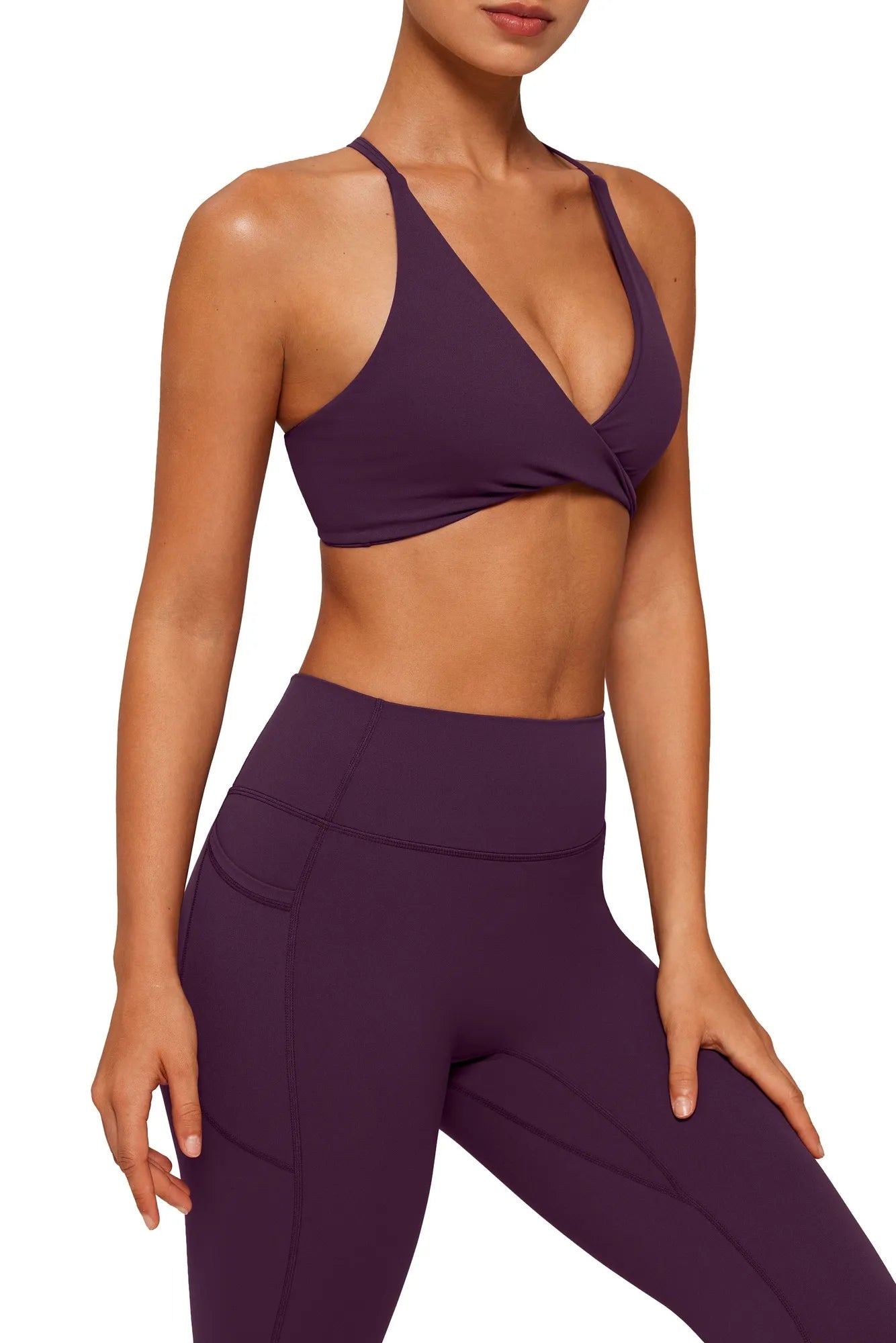 V Neck Bra 2 Piece Workout Set-SUUKSESS-SUUKSESS