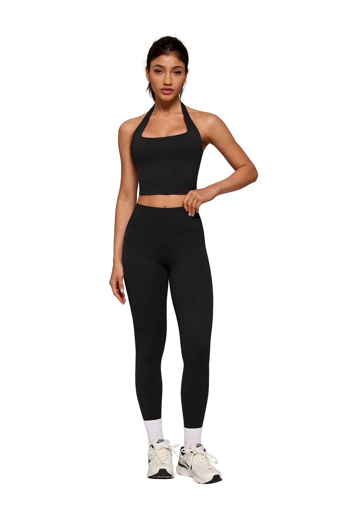 Twist Backless Halter Neck Workout Sets