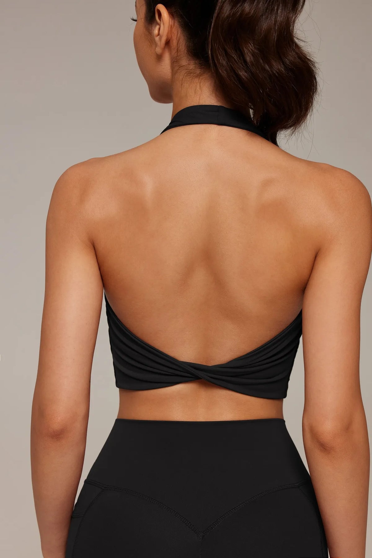 Twist Backless Halter Neck Workout Sets