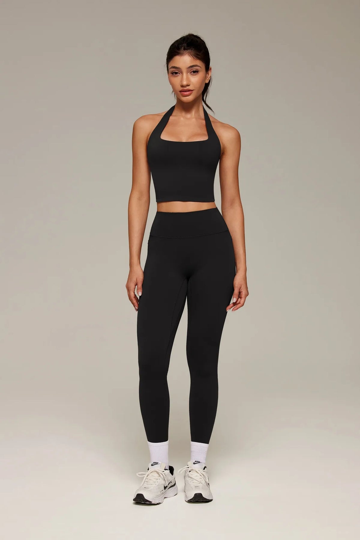 Twist Backless Halter Neck Workout Sets