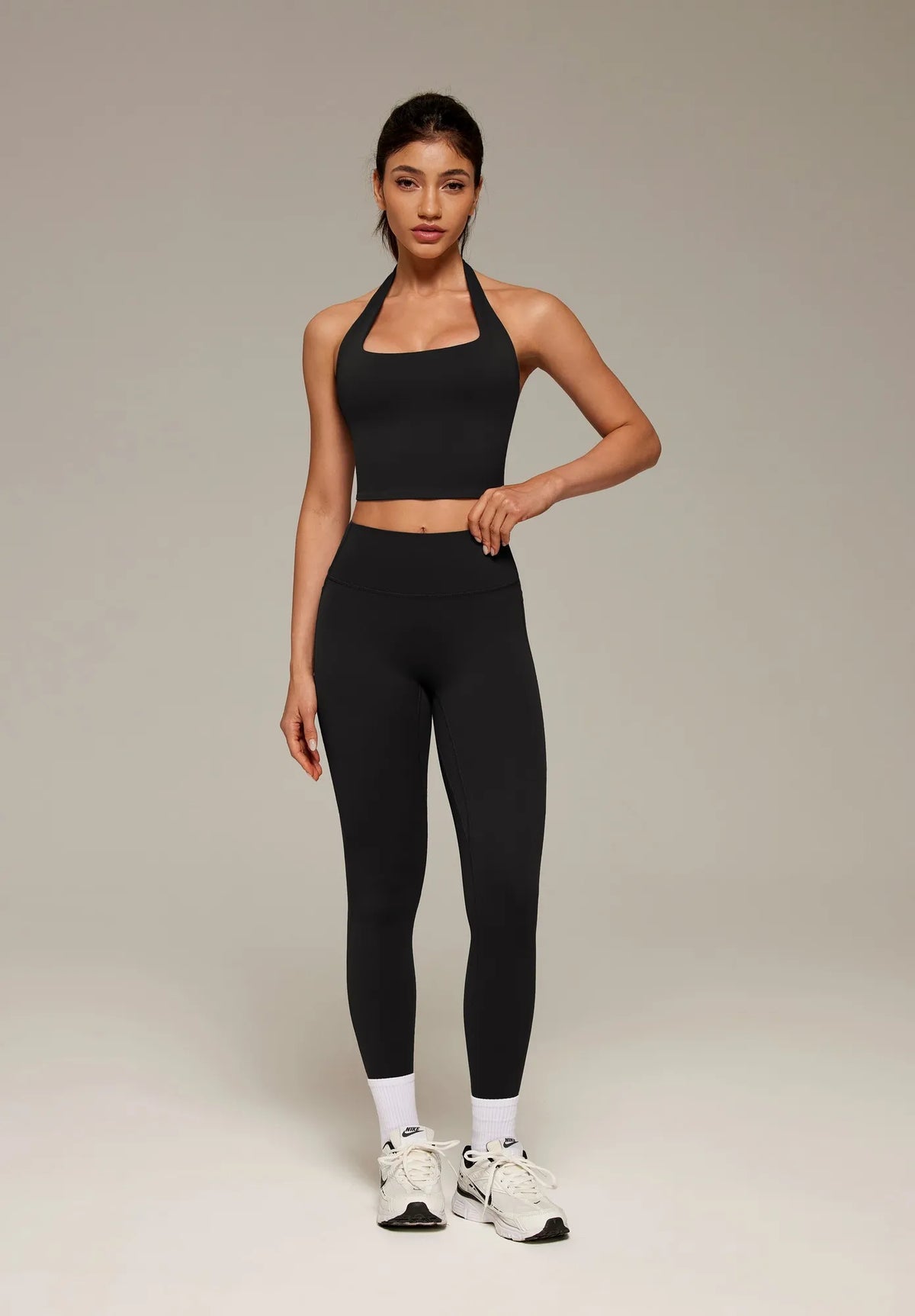 Twist Backless Halter Neck Workout Sets