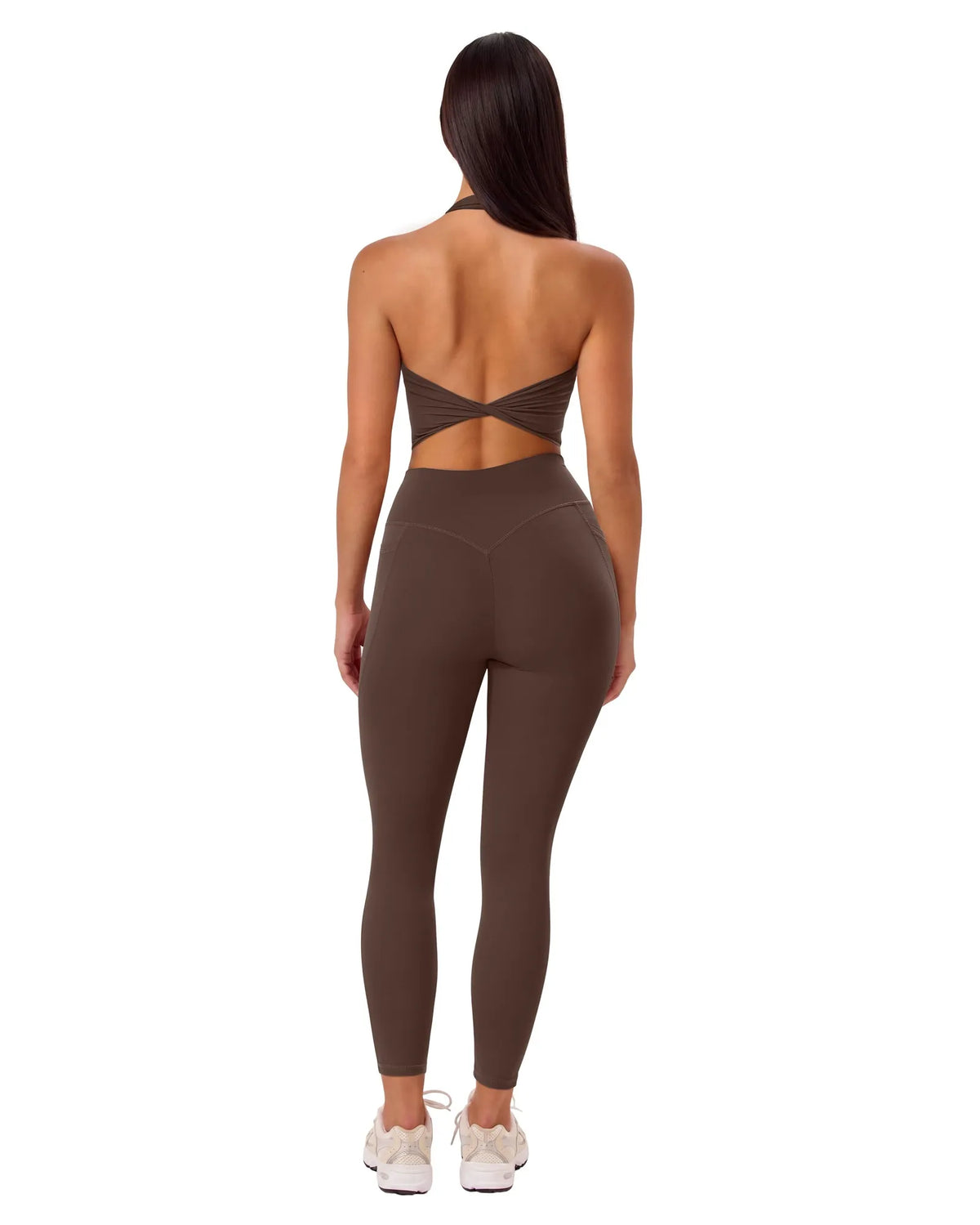 Twist Backless Halter Neck Workout Sets