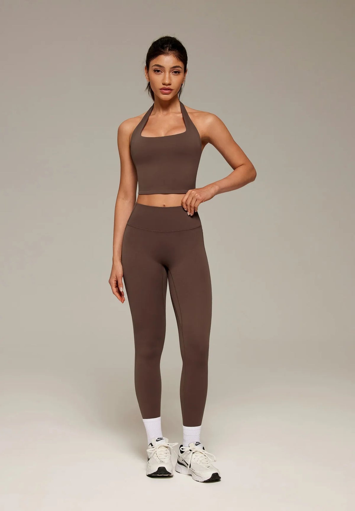 Twist Backless Halter Neck Workout Sets