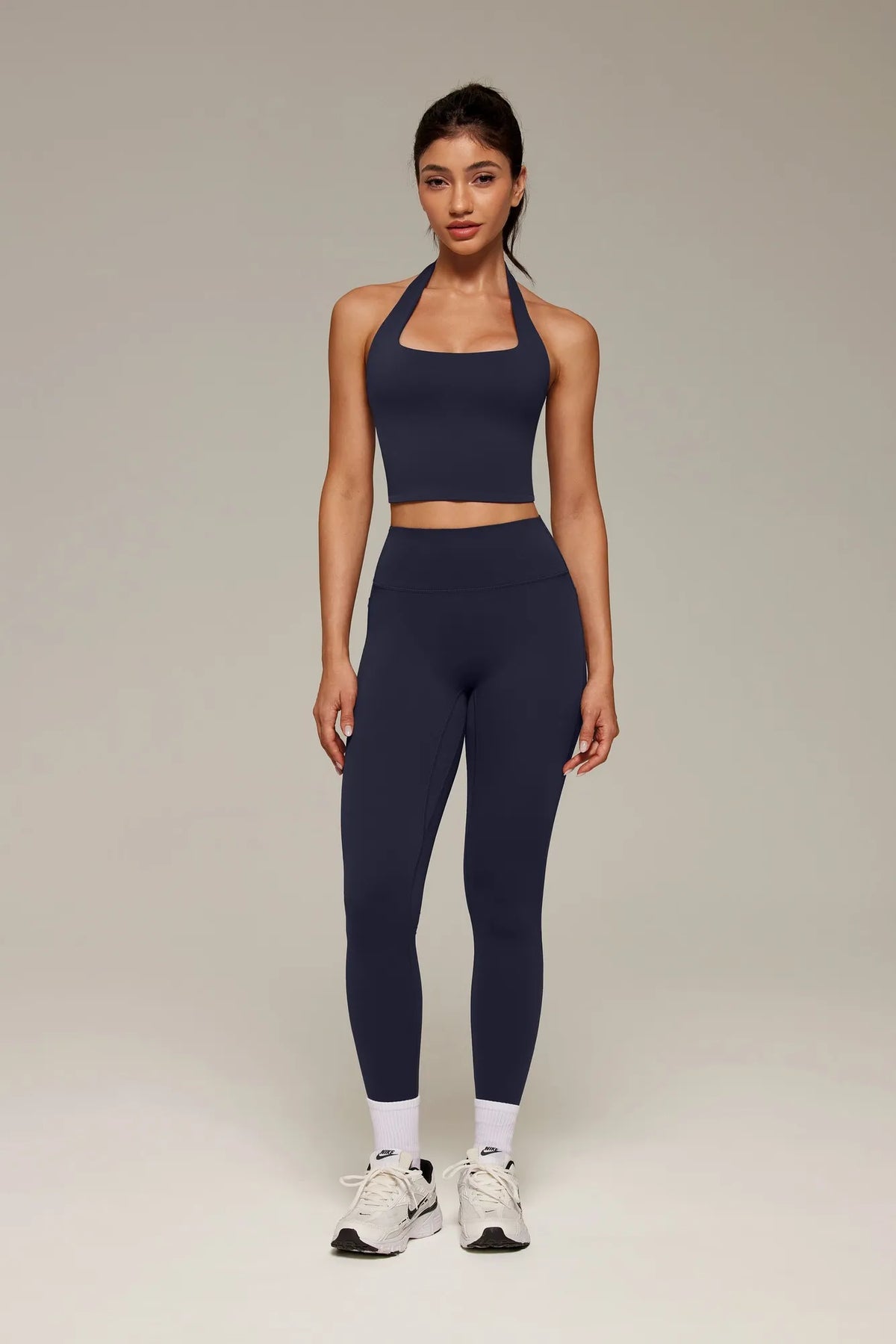 Twist Backless Halter Neck Workout Sets