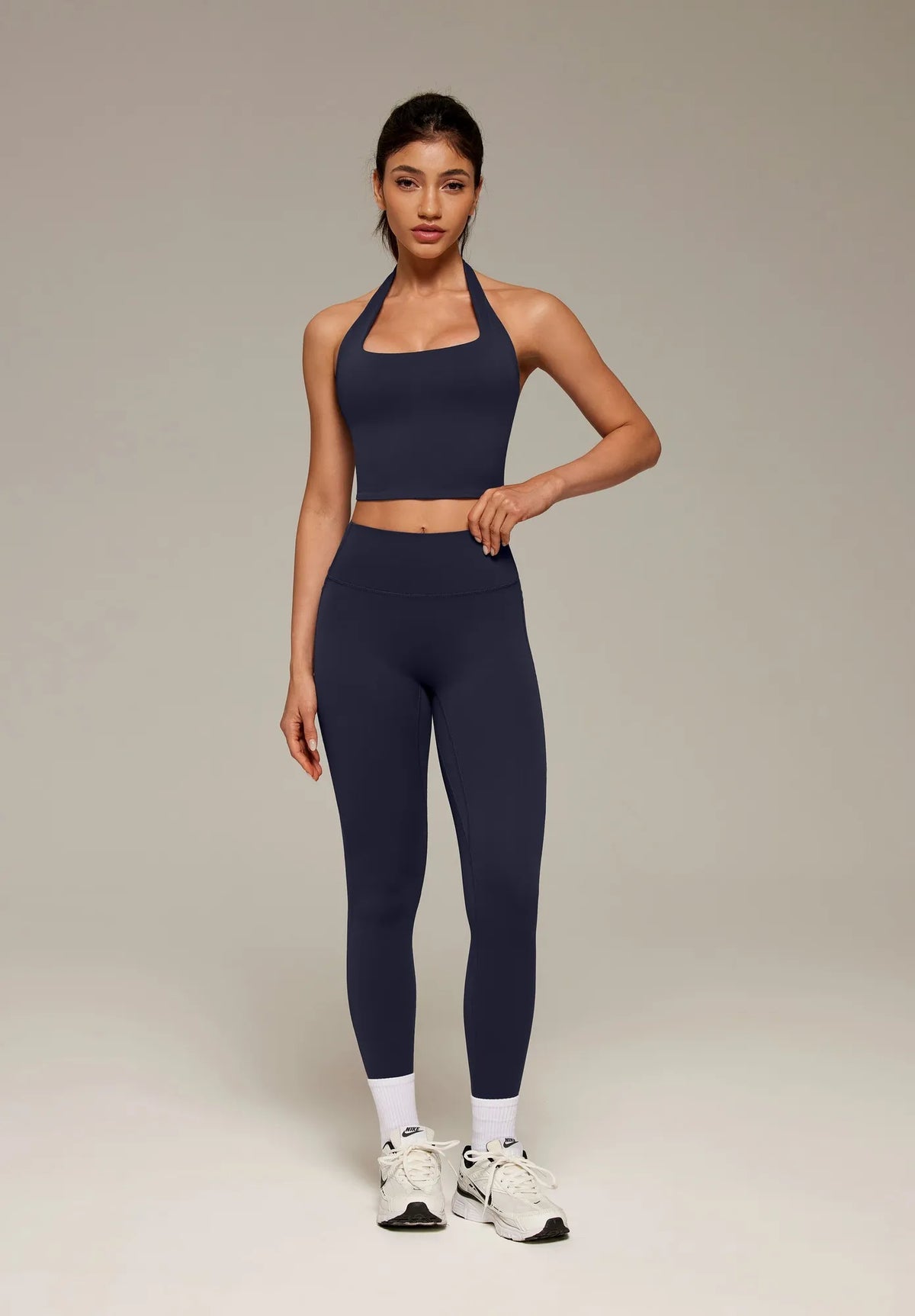 Twist Backless Halter Neck Workout Sets