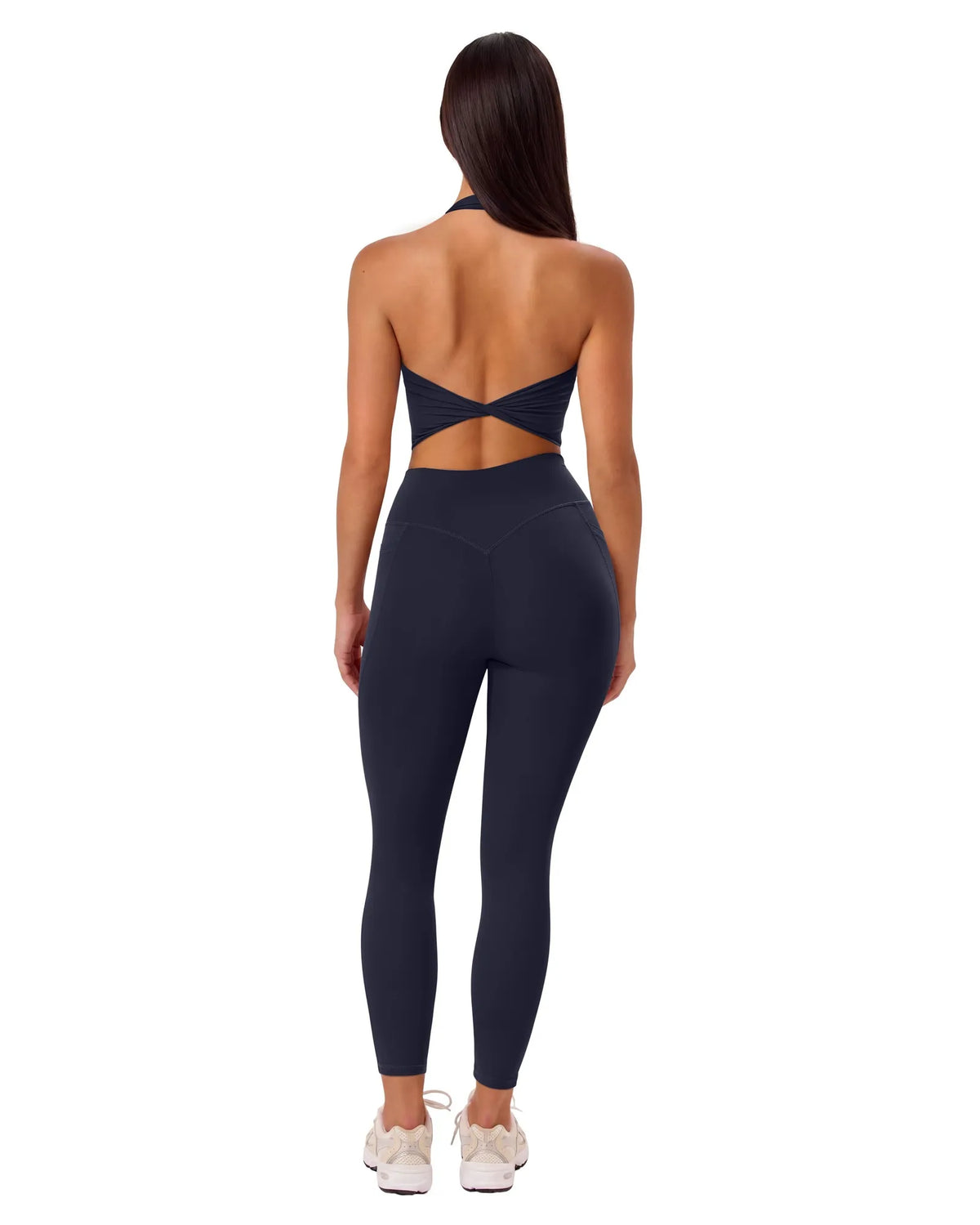 Twist Backless Halter Neck Workout Sets